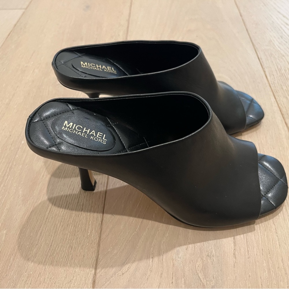 Michael Kors slip-on black leather heels